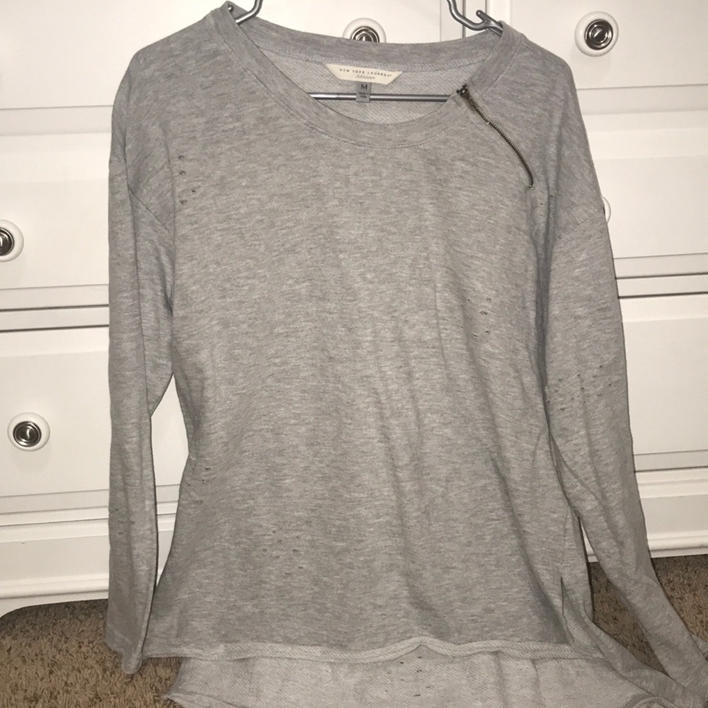 distressed grey sweatshirt w/ zipper